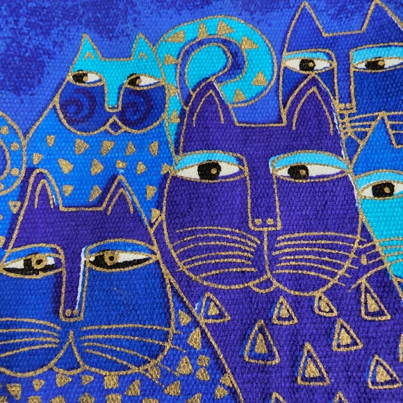 Laurel Burch cat print purse with ribbon and sequin detail - Picture 7 of 13